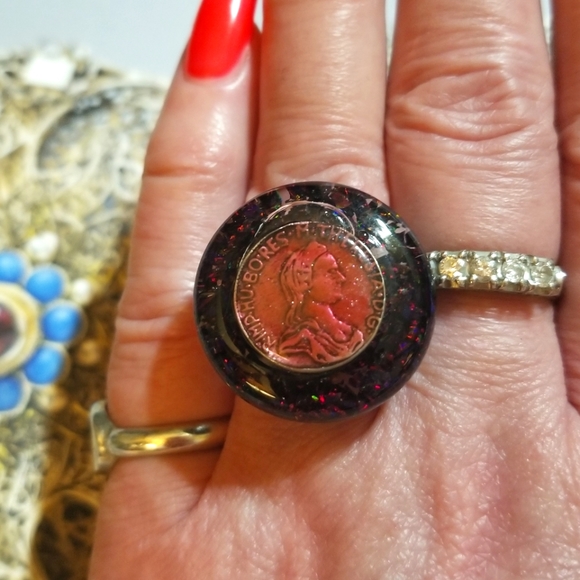 FLOATING  OPALS Ring MzMax Resin Designs Ring - Picture 7 of 8